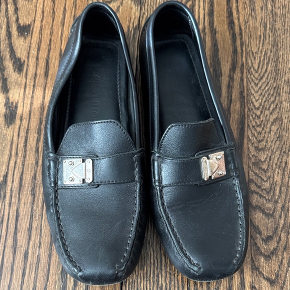 Louis Vuitton Black Leather Women’s Loafers - Picture 1 of 12
